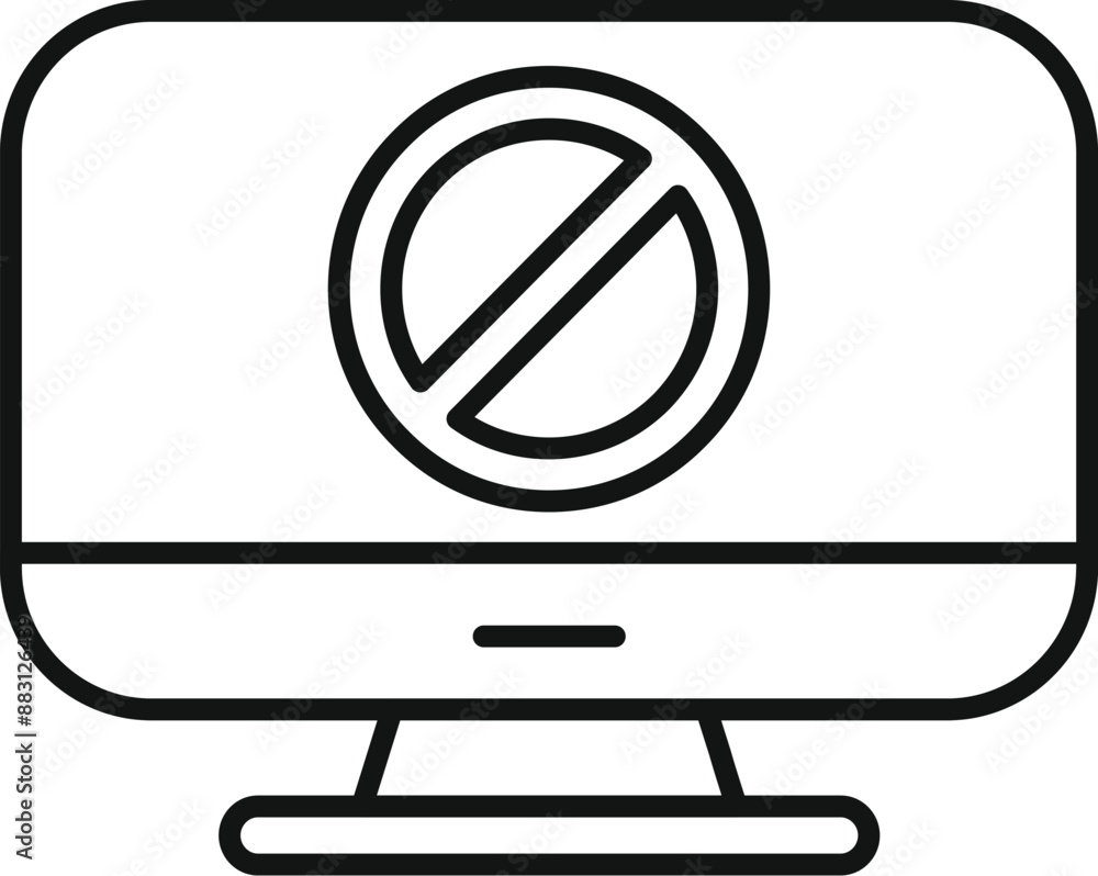 Poster computer screen displaying a stop sign, warning of a potential security threat or system error