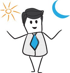 day and night sign with stickman