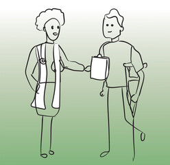 leg fracture patient with doctor