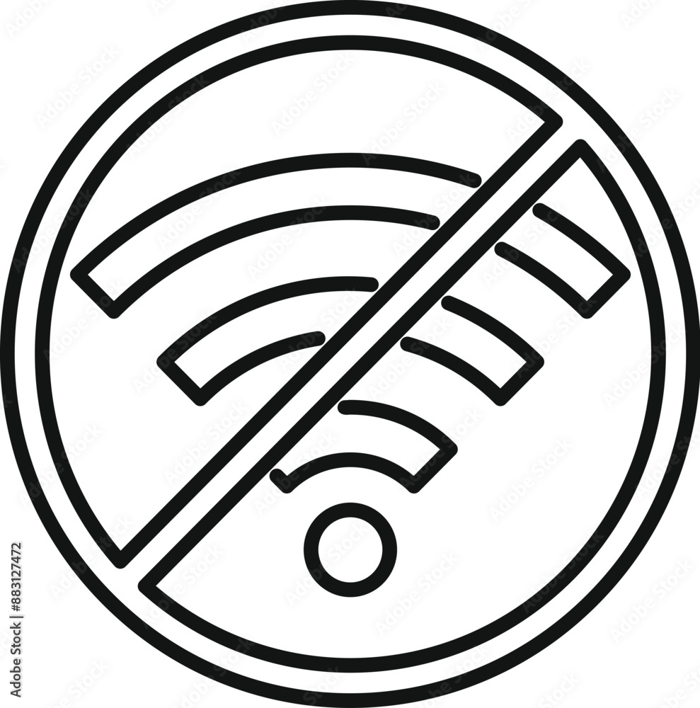 Poster crossed out wifi signal is reminding users that they are offline
