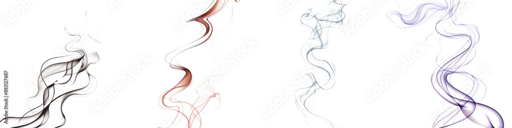 Poster colorful smoke swirls against a transparent background, creating an artistic and dynamic visual effe