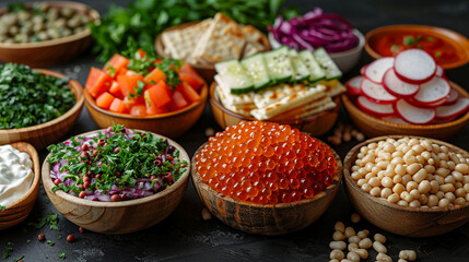 Fototapeta premium I want to make a new banner for the Happy Food website in the spirit of the holiday , in addition to products for Passover that are gluten-free (so no matzot) such Passover plate, etc. You can also a