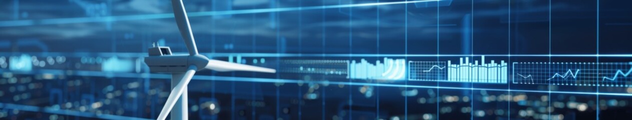 Digital Display of Wind Turbine Data: Analyzing Efficiency Metrics for Alternative Energy Production with Cost Monitoring and Performance Insights.