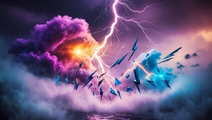 Naklejka premium Innovative, lightning, creative background, lightning sky