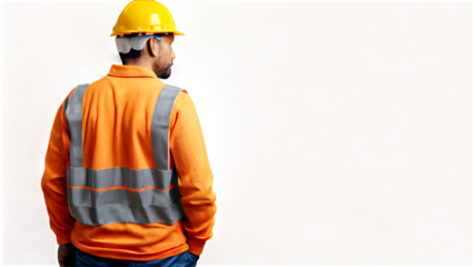 construction engineer standing with his back, png transparent