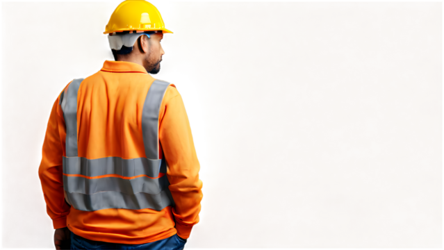 construction engineer standing with his back, png transparent