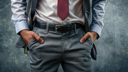 Empty pockets turned inside out on a frustrated businessman A Businessman's Silent Struggle