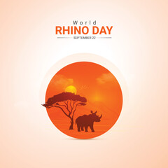 world rhino day creative ads design. save, jungle and rhino silhouette vector isolated on Template for background. rhino day Poster, vector, 3d, illustration, Sep 22. Important day, Holiday concept.