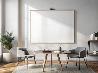 Modern Elegance: Living Room Wall Poster Mockup in 3D Render