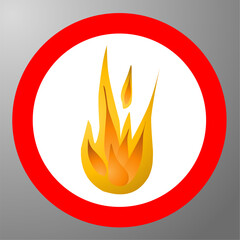 Fire sign vector illustration, be careful hot objects
