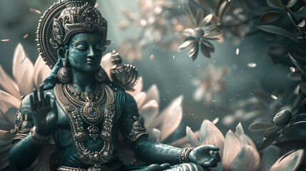 Fototapeta premium Vishnu, wallpaper, god of wealth and prosperity