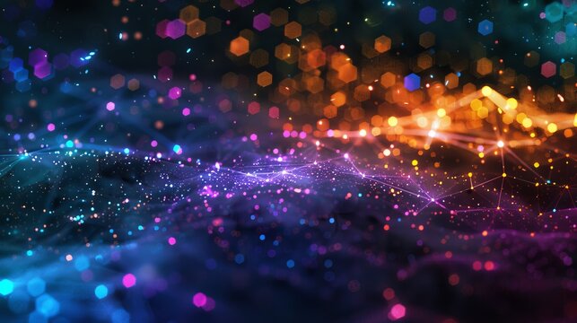 A captivating image of the universe in an array of multicolored abstract forms and vibrant, luminous specks that embody the vastness and diversity of the cosmos.