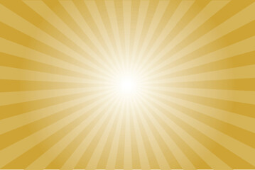 Obraz premium Sun ray vector background. Satin Sheen Gold radial beam sunrise or sunset light retro design illustration. Light sunburst glowing background.