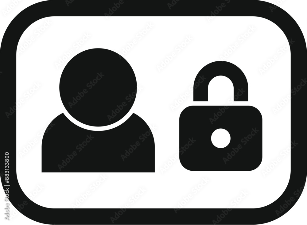 Poster simple icon representing personal data protection with a user icon and a padlock