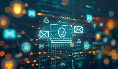 Email Marketing Automation Concepts and Spam Filter Icons Representing Digital Marketing Strategies and Email Campaign Management