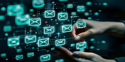 Fototapeta premium Email Marketing Automation Concepts and Spam Filter Icons Representing Digital Marketing Strategies and Email Campaign Management