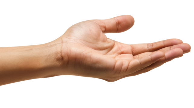 Open Hand Gesture Against White Background