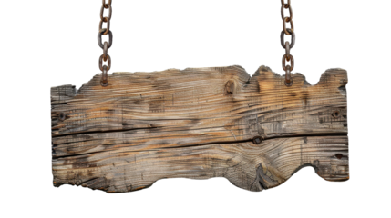 Rustic Wooden Hanging Sign with Chains in Vintage Style