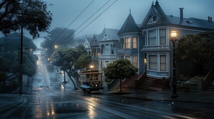 Naklejka premium A Misty Morning in San Francisco