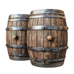 Obraz premium Vintage Wooden Barrels with Metal Bands in Rustic Style Artwork