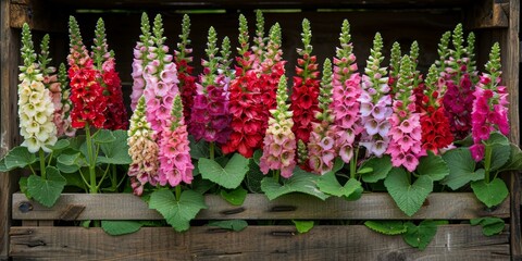 Vibrant Flower Arrangement in Wooden Crate