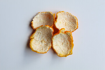 Orange peels, isolated on white background