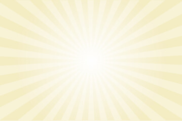 Obraz premium Transparent yellow sun ray vector background. Radial beam sunrise or sunset light retro design illustration. Light sunburst glowing background.