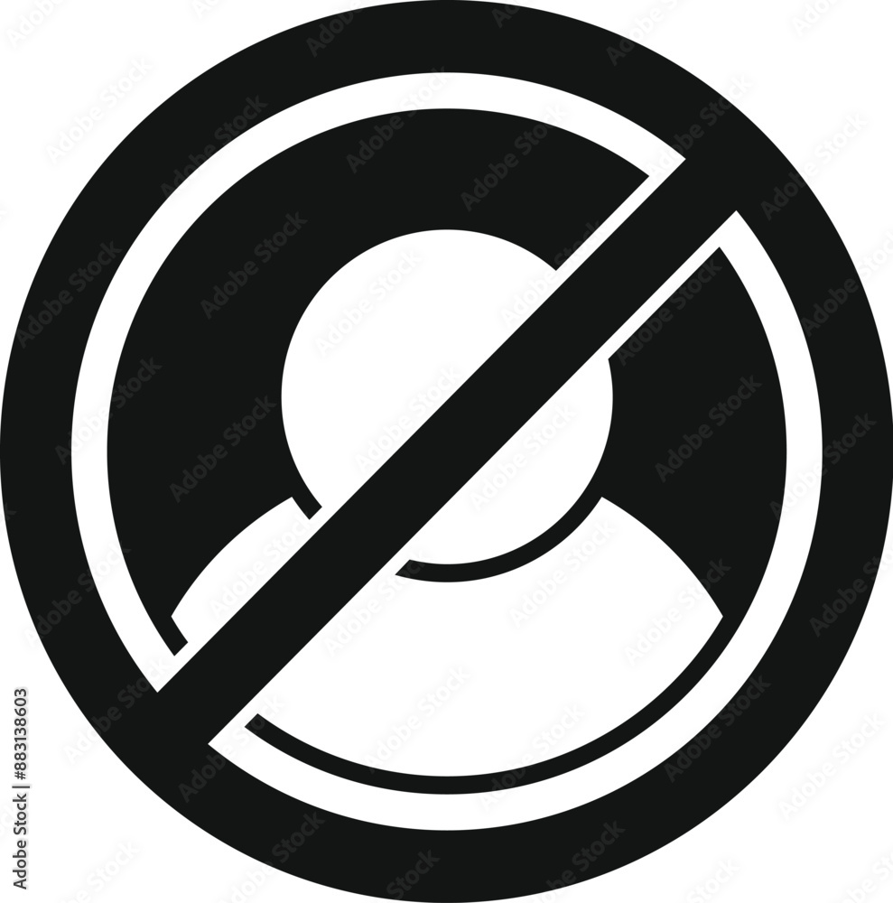 Poster black and white icon of a person inside a circle with a diagonal line through it