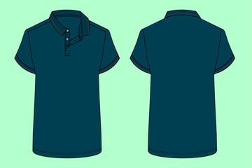 mens short sleeve green colour pique polo shirt fashion illustration flat sketch vector.