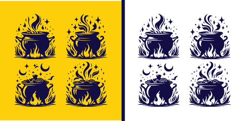 cauldron icon set Kettle Pot Boiler symbol collection Vector illustration