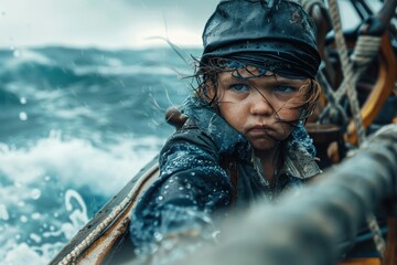 Obraz premium A Young Pirate's Determined Gaze
