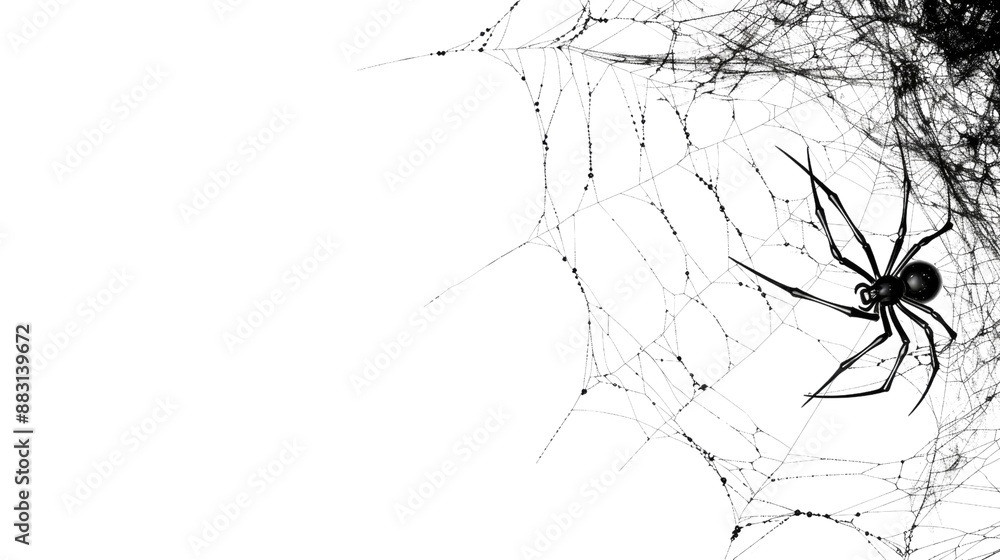 Wall mural spider web on transparent background