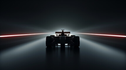 Dramatic view of the F1 cars nosecone, highlighting aerodynamic shape, F1 car, frontend design