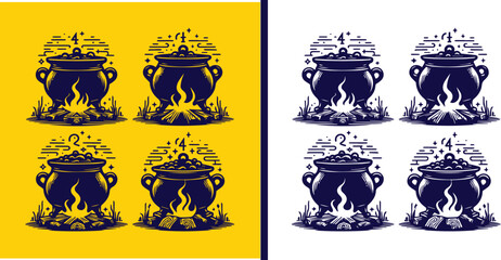 cauldron icon set Kettle Pot Boiler symbol collection Vector illustration