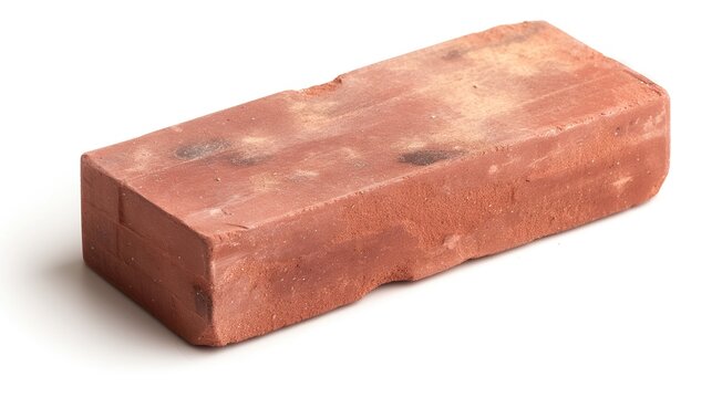 close up on one single red ceramic brick on white background