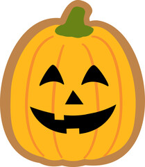 Cute Halloween pumpkin shaped gingerbread cookies vector.
Isolated Halloween pumpkin ginger cookie image.