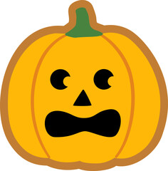 Cute Halloween pumpkin shaped gingerbread cookies vector.
Isolated Halloween pumpkin ginger cookie image.