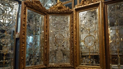 Classic mirror with carvings
