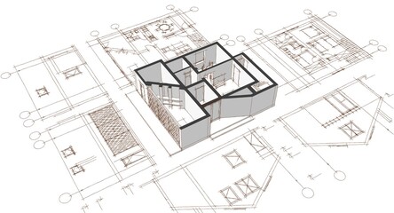 house plan 3d illustration
