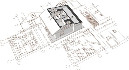 Fototapeta premium house plan 3d illustration