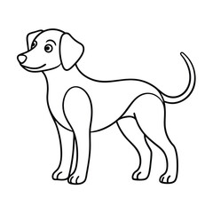Playful dog in continuous line art drawing style. Puppy playing minimalist black linear sketch isolated on white background. Vector illustration