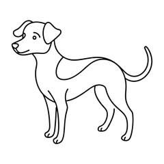 Playful dog in continuous line art drawing style. Puppy playing minimalist black linear sketch isolated on white background. Vector illustration