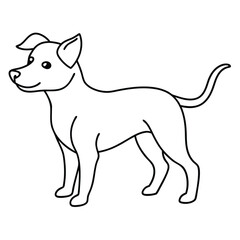 Playful dog in continuous line art drawing style. Puppy playing minimalist black linear sketch isolated on white background. Vector illustration