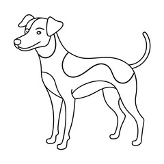 Playful dog in continuous line art drawing style. Puppy playing minimalist black linear sketch isolated on white background. Vector illustration