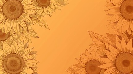 Gradient filled frame with sunflower silhouettes Versatile design for ads web invites or cards Bitmap artwork