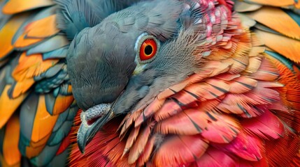 Obraz premium Vibrant Close-Up of a Passenger Pigeon's Colorful Plumage