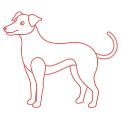 Playful dog in continuous line art drawing style. Puppy playing minimalist black linear sketch isolated on white background. Vector illustration