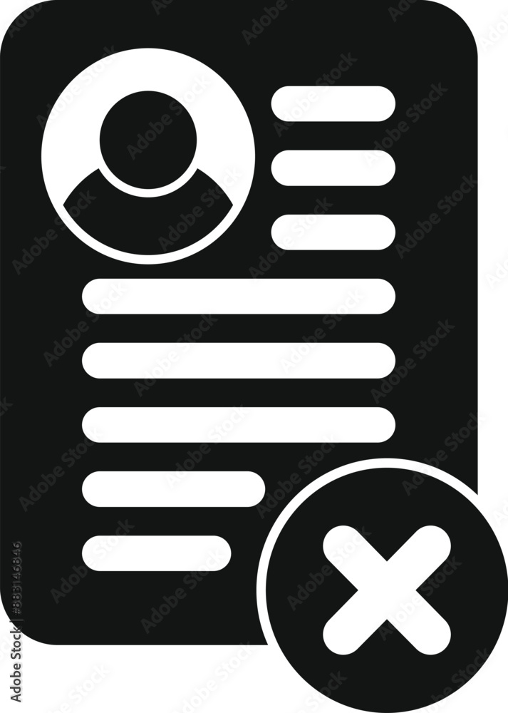 Poster black glyph icon illustrating deleting user profile from database, canceling subscription or removin