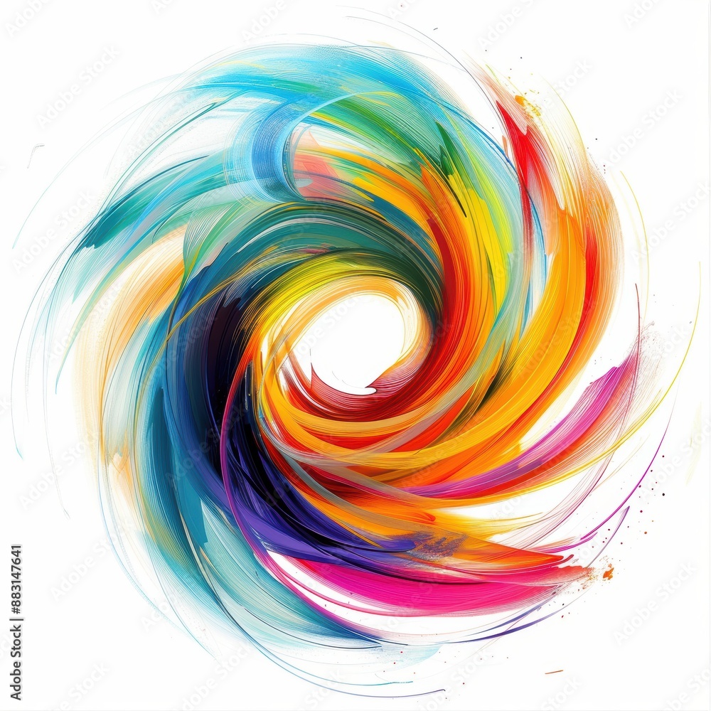 Poster vibrant abstract swirl of color in dynamic circular motion art