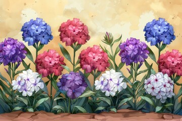 Obraz premium Colorful Field of Flowers, Painted Style